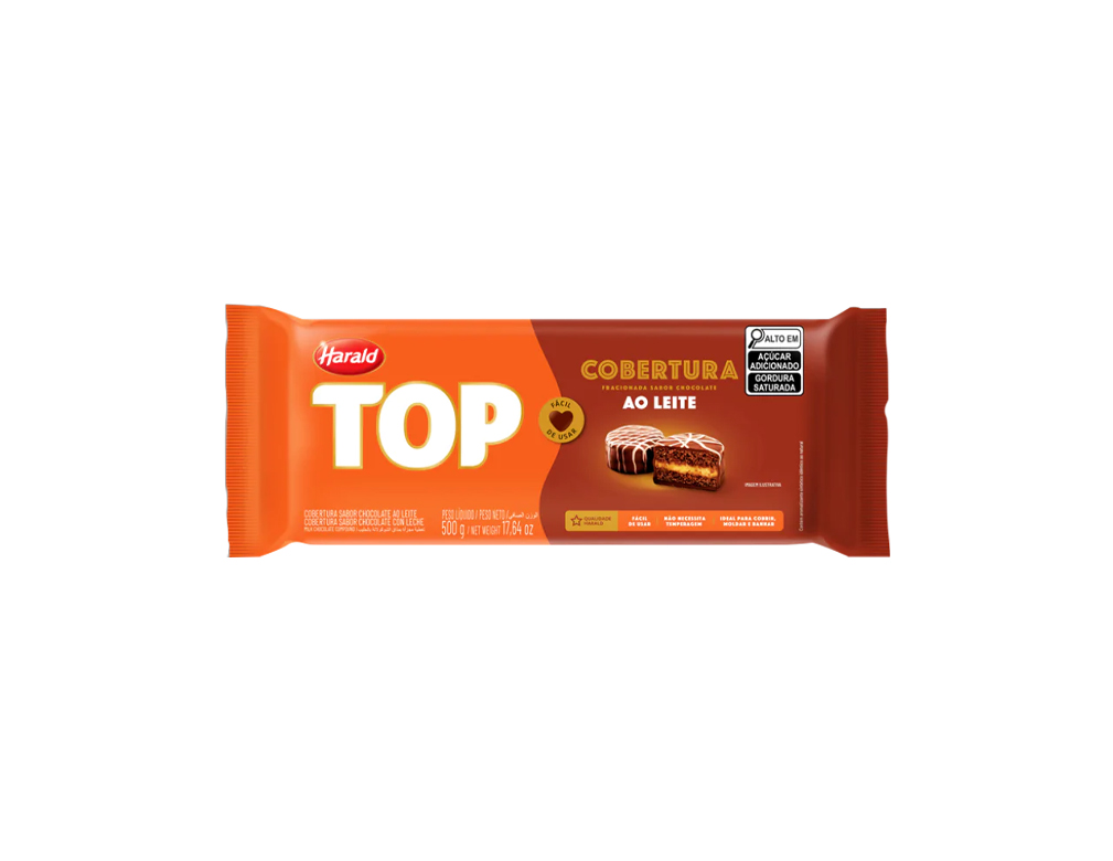 CHOCOLATE AO LEITE TOP HARALD 500 G (CX 10 UN)